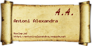 Antoni Alexandra névjegykártya